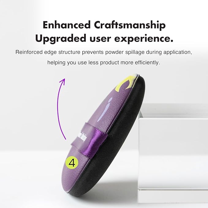 Momo's Workshop Eggplant Makeup Sponge Set - Dual Wet & Dry Use, Reinforced Strap, Even Foundation Application, for Cushion/Cream Foundation to Achieve Natural Finish,2pcs,L+M & Storage Case