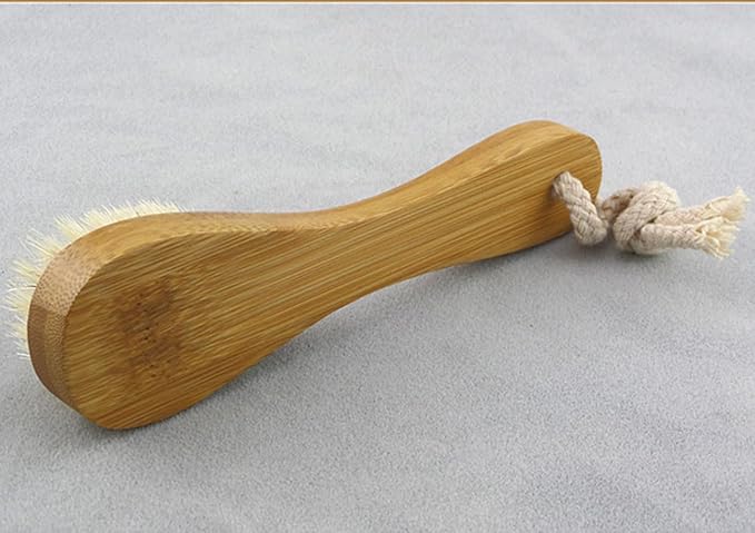 2 Pack 5.7" Bamboo Handle Dry Facial Cleansing Brush with Natural Boar Bristles, Face Brush Cleanser Skin Care Exfoliating Brush Scrubber.