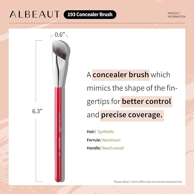 Concealer Brush, Under Eye Makeup Small Angled Precision Face Blending Brush (193 concealer brush-Limited Edition)