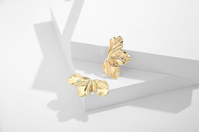 CLASSYZINT Gold/White/Red/Black Flower Stud Earrings For Women