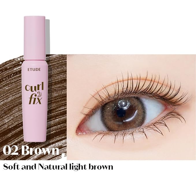 ETUDE Curl Fix Mascara Mini, Lash Mascara, Strong Curl Up, Long-Lasting, Waterproof, Lightweight, Korean Makeup, Beauty, Vegan Certified, Brown (0.14 Fl Oz)