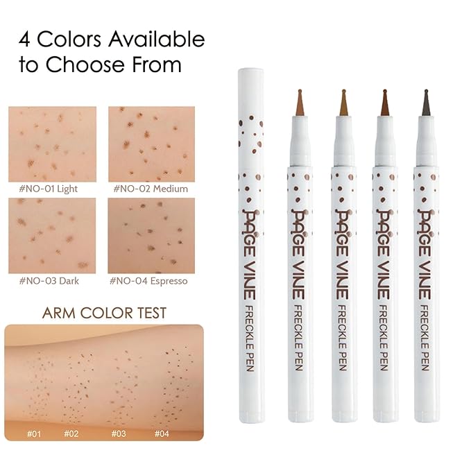 2 Pack Freckle Pen,Liquid Face Fake Freckles Makeup Pen to Create Natural Freckle Makeup and Freck beauty,Fake Freckles Waterproof for Lifelike Sunkissed Makeup,Mole Pen (01Light+03Dark)