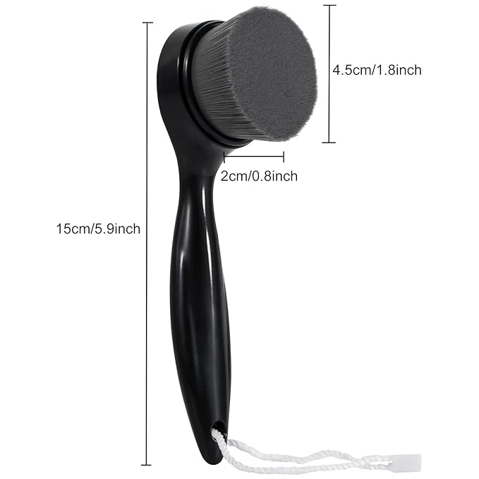 2 Pack Soft Bristle Facial Cleansing Brush for Deep Pore Cleaning, Face Exfoliating Scrub Brush for Face Cleansing Skincare Massaging (Black)