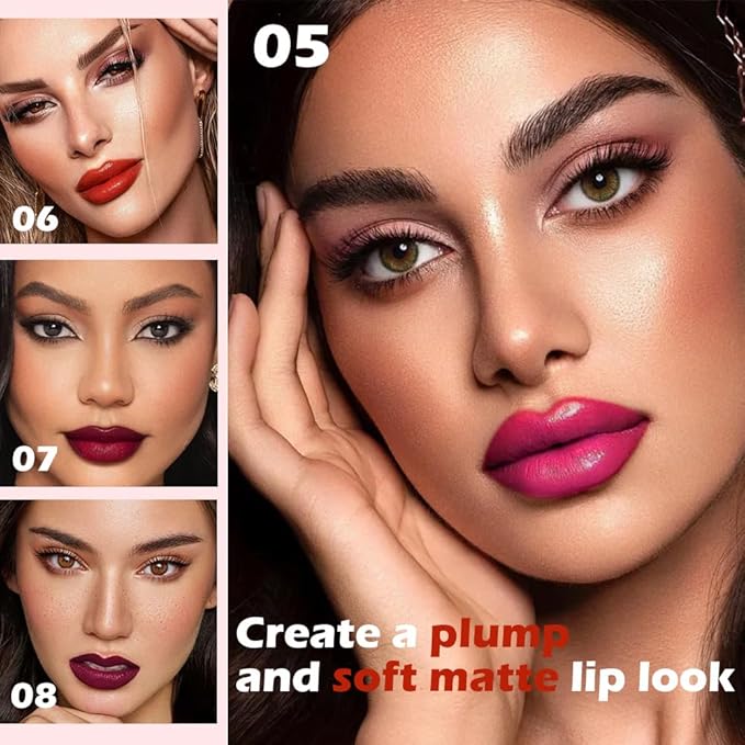 4Pcs Matte Lipstick Crayon Set for Women, Neutral Lip Stick Pencil 24 Hour Long Lasting Waterproof, Non-Drying Hydrating Formula Lip Gloss Makeup, Vegan & Cruelty-Free, 02