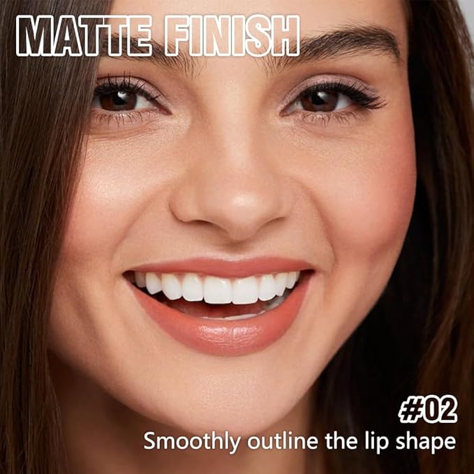 Coral Pink Matte Lipstick Crayon for Women, 24 Hour Lipstick Lip Liner Pencil Long Lasting Waterproof Smudge Proof, Vegan & Cruelty-Free, Neutral lip liner marker Easy Application Full Coverage B02#