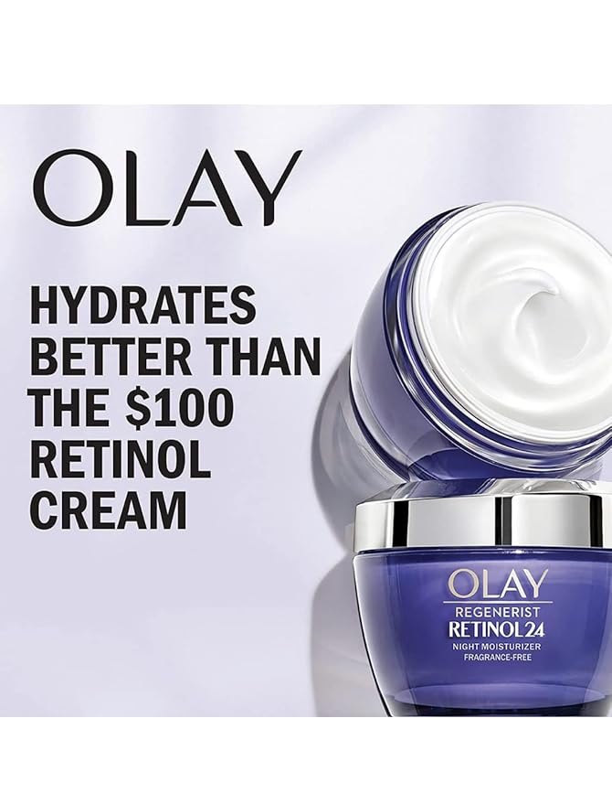 Olay Retinol + Peptide 24 Fragrance Free Night Moisturizer, 1.7 OZ (2 Packs)