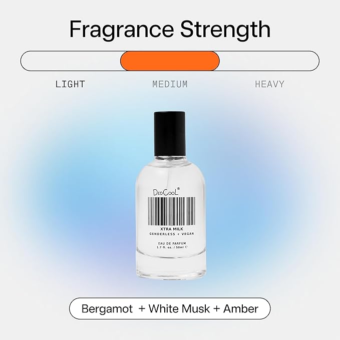 DedCool Eau de Parfum | Xtra Milk | Genderless Luxury Fragrance with Bergamot, White Musk & Amber | Non-Toxic, Vegan | Long Lasting Perfume for Men & Women | Clean, Sophisticated Aroma | 1.7 fl. oz.