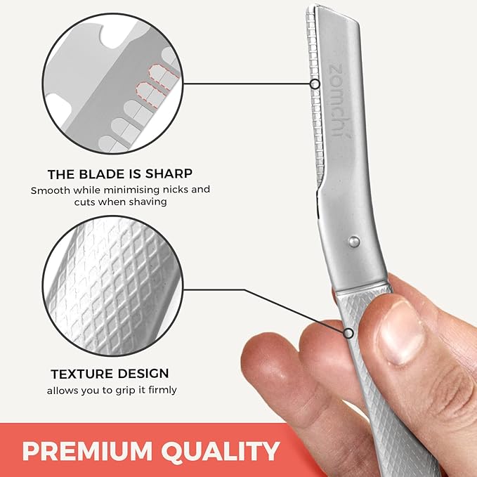 ZOMCHI Eyebrow Razor, Face Razors for Women&Men, Eyebrow Trimmer Shaper with Precision Cover,Facial Shaver with 6 Blades (Silver)