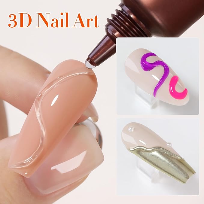 Double Rhythm 0.5 Oz 3D Nail Gel Nail Art Sculpting Gel No Wipe Gel Polish for Nail Designs DIY Nail Art for Drawing, Molding, Sculpture and Decoration (3D Sculpting Gel Clear)