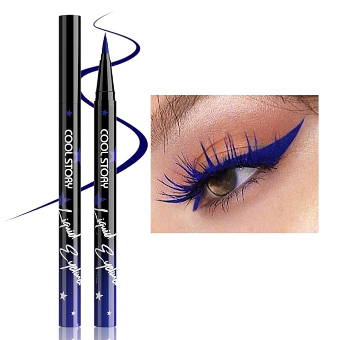 COOL STORY Liquid Eyeliner Waterproof Smudge Proof Eye Liner, 24H Long-Lasting, 0.6ml/0.02 fl.oz (Blue)