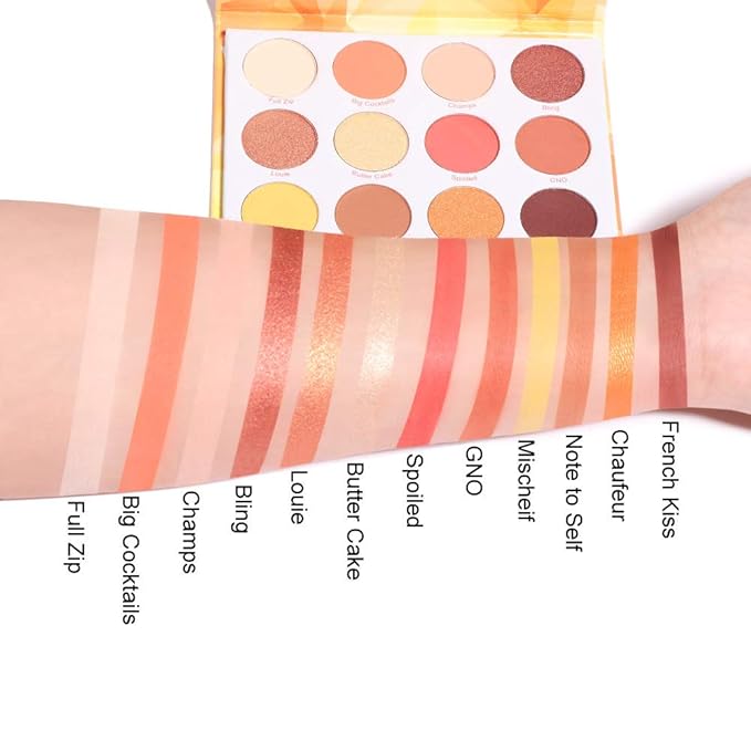 Glitter Matte Orange Yellow Eyeshadow Palette, 12 Colors Shimmer High Pigmented Eyeshadow Makeup Palette Lasting Waterproof Brown Eyeshadow Palette for Girl Women