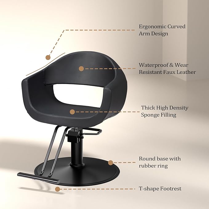 OmySalon Barber Chairs for Barbershop Styling Chair, Salon Chair for Hair Stylist, Heavy Duty Hydraulic Pump, 360°Swivel with Footrest, Hairdressing Home Beauty Spa Equipment