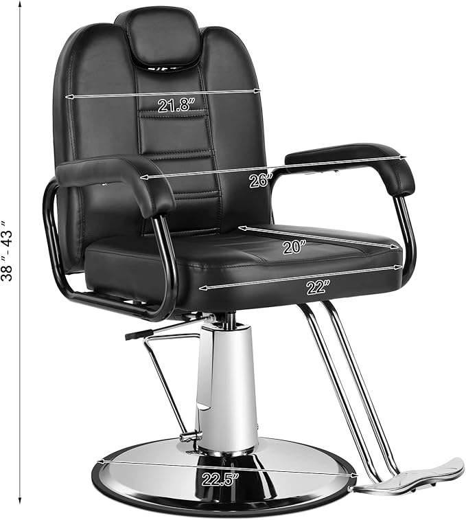 Artist hand Barbers Chairs, Heavy Duty Hydraulic Reclining Salon Chair Spa Furniture Shampoo Reclining Extra Wider Seat Beauty Hair Salon Equipment(Black)