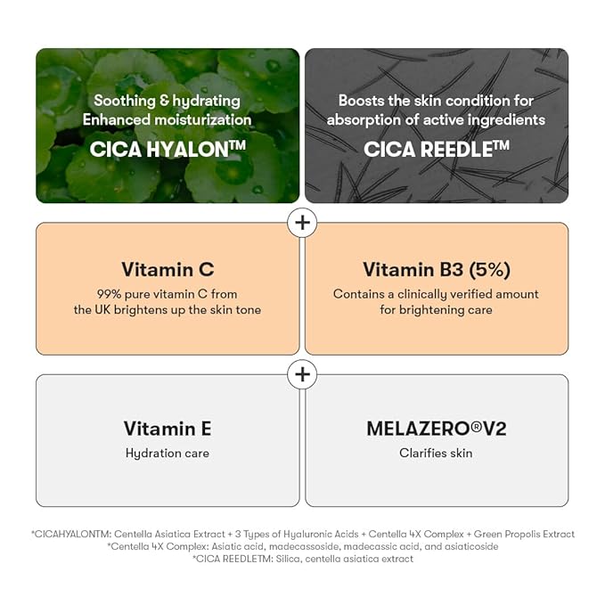 VT Cosmetics Vita-Light Reedle Shot 100, Serum with Vitamin C Capsules, Vitamin E, Hydrating Care, Korean Skincare for Sensitive Skin 1.69Fl Oz(50ml)