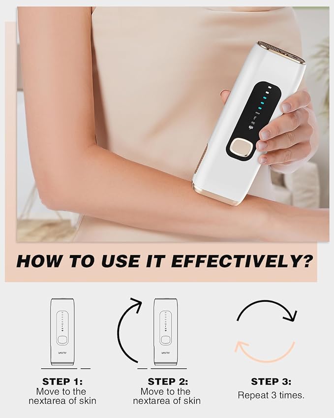 IPL Laser Hair Removal Device for Women Men at Home, Upgraded to 999,900 Flashes Permanent for Facial Legs Arms Bikini Line Whole Body Treatment (White Gold)