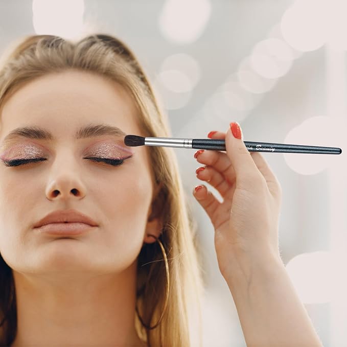 Natural Goat Hair Eye Makeup Brush Set, 6 Pcs Professional Blending Eyeshadow Makeup Brushes for Concealer Eyebrows Eyeliner, Soft Hairs & Wood Handle… (blue 6pcs)