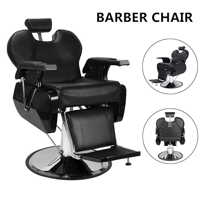 OmySalon All Purpose Hydraulic Barber Chair Recline 360 Degree Swivel Height Adjustable Heavy Duty Hairdresser Chair Beauty Salon Spa Tattoo Styling Equipment