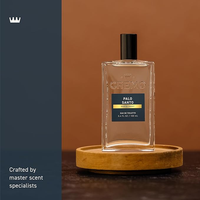 Cremo Cologne for Men - Palo Santo Mens Cologne Spray - A Combination of Bright Cardamom, Dry Papyrus and Aromiatic Palo Santo, Fragrances For Men, 3.4 Fl Oz