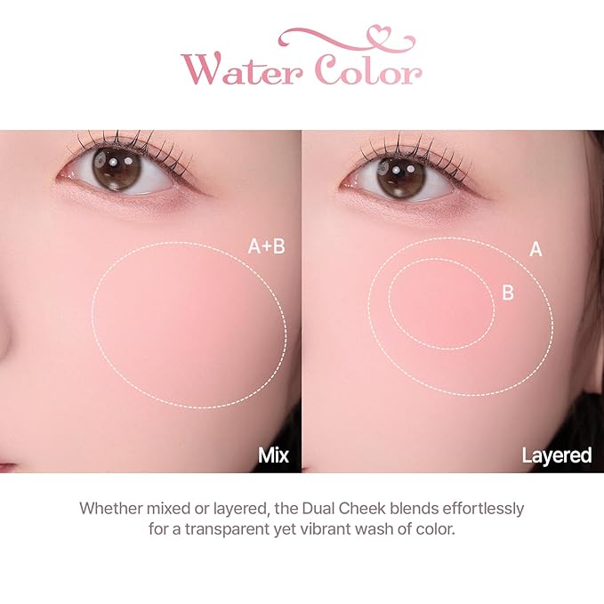 2aN Dual Color Face Blusher, Buildable & Blendable Cheek Color, Natural & Vibrant Finish, Long-Lasting Powder Blush, Blends Easily with Natural Skin Tones, Korean Beauty (09 Heart Balloon)