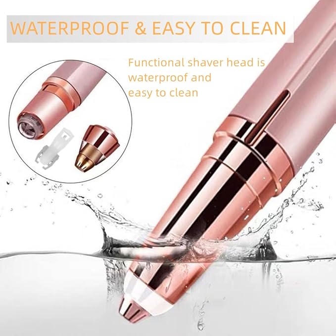 Women's Electric Eyebrow Hair Remover, LED Light, Stainless Steel Blade, Rechargeable, Anti-Allergenic, Multi-Functional, Clean Skin, No Pulling