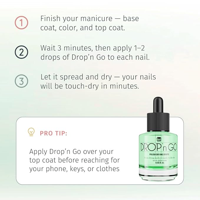 duri Drop'n Go Quick Dry Nail Drops - Fast Drying Drops for Long Lasting Nail Polish 0.45 fl. oz. (Pack of 1)