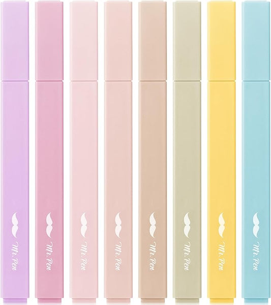 Mr. Pen- Aesthetic Highlighters, 8 pcs, Chisel Tip, Neutral Colors, Cute Highlighters Assorted Colors