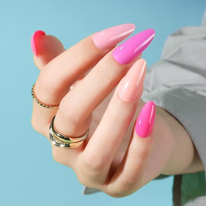 FANDAMEI Press on Nails, 24 Colors 576PCS Press on Nails Almond, Medium Acrylic Fake Nails Full Cover, Natural Glossy, False Nails with Nail Glue