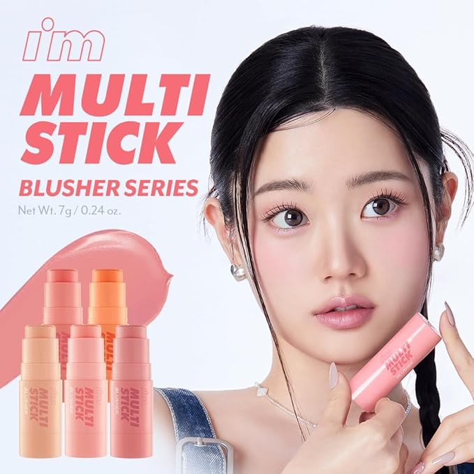 I'M MEME Blusher - I'm Multi Stick 003 Blurry Nude | Easy Blendable Cream Blush for Natural Look, Multi Blush Stick for Cheek Tint, Face Contour Makeup, and Face Blush, Suitable for All Ages