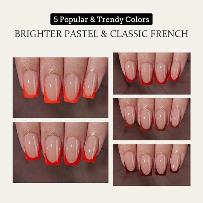 BTArtboxnails XCOATTIPS Red French Tip Press on Nails - Red French Tip Nails Square, Christmas Press on Nails Short, Soak Off Soft Gel Nail Extension 160Pcs