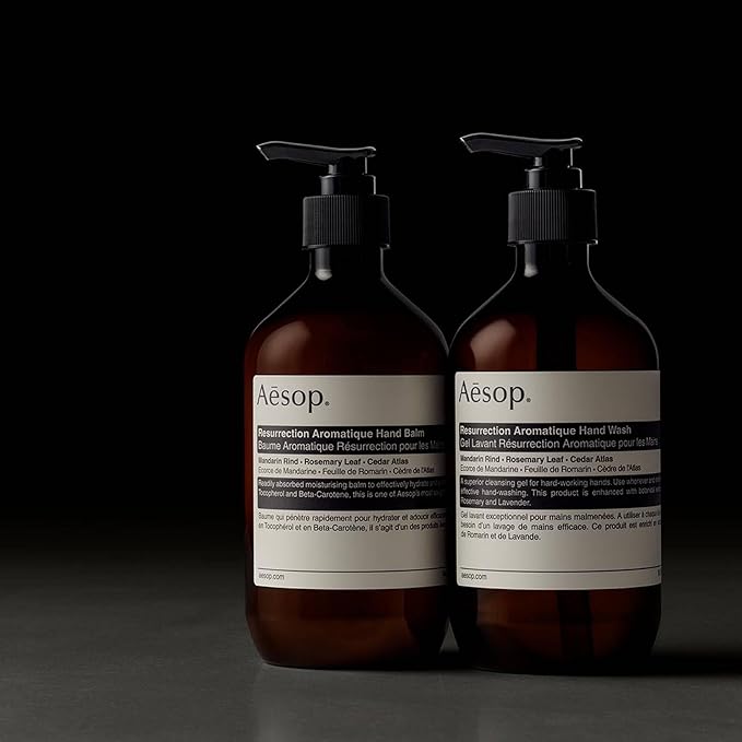 Aesop Resurrection Hand Wash & Balm Set | Woody, Earthy, Smoky Duo to Cleanse and Hydrate the Hands | 16.9 oz / 500mL