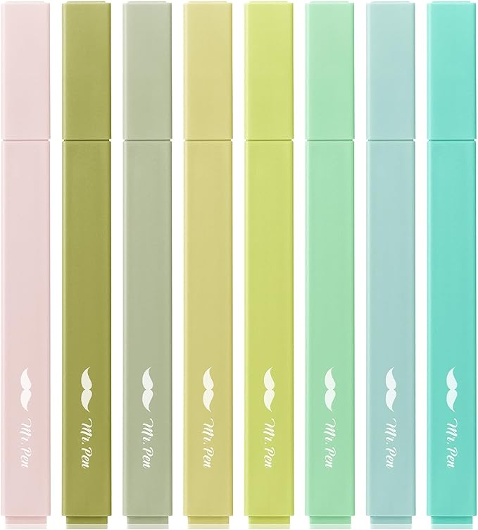 Mr. Pen- Aesthetic Highlighters, 8 Pack, Chisel Tip, Shades of Green, Cute Highlighters Assorted Colors, Back to School Supplies