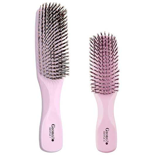 Giorgio Gentle Detangler Hair Brush for Men and Women with Dual Length Bristles, Good for Fine Hairs, Scalp Massager, Soft Bristles for Sensitive Scalp, Travel Size for All Hair Types, Wet or Dry