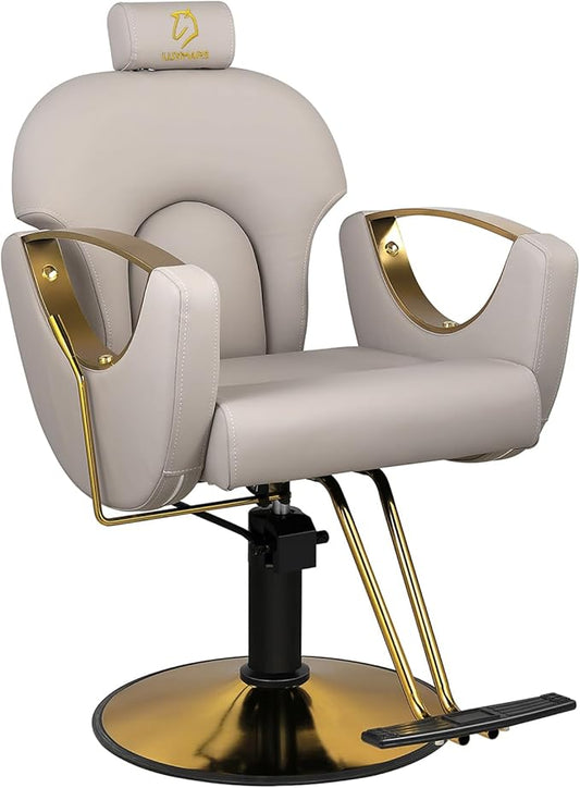 Barber Chair Salon Chair Hydraulic Reclining Barber Chairs 360 Degrees Rolling Swivel Hair Styling Chair Cutting Chairs Salon Shampoo Equipmen - Grey