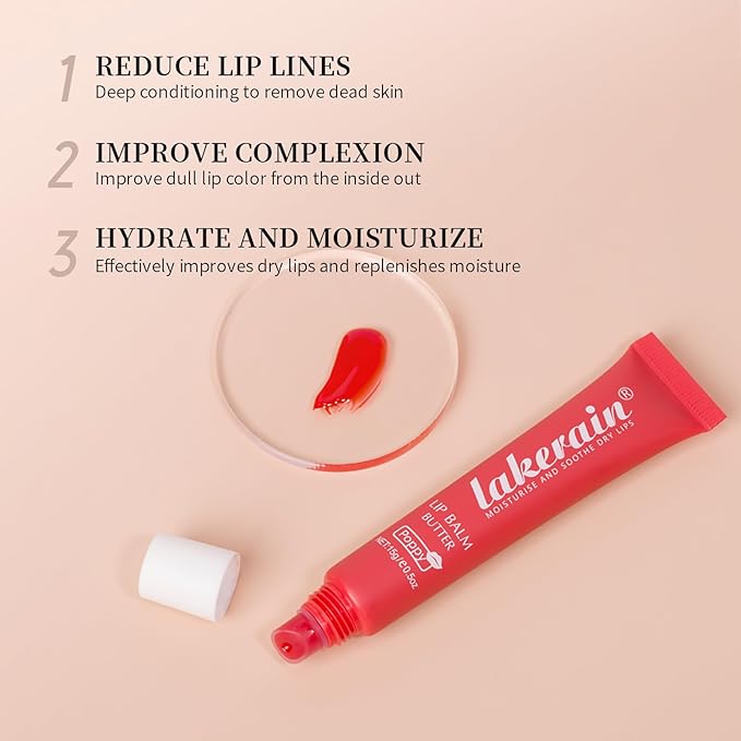 Moisturizing Lip Balm Butter for Dry Cracked Lips,Day/Night Hydrating Lip Mask, Ultra-Nourishing Lip Care Moisturizer for Soft, Smooth and Supple Lips (Vanilla)
