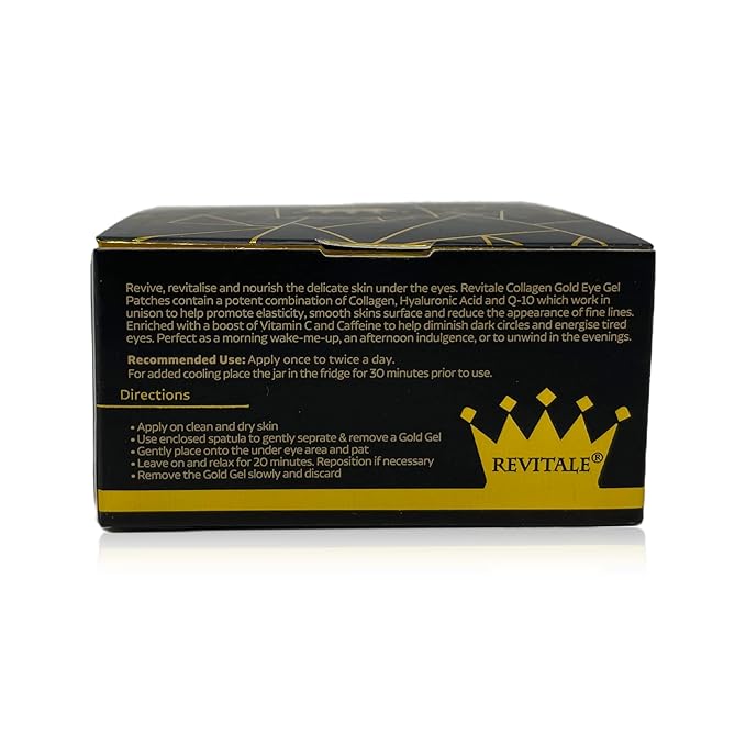 Gold under EYE Collagen Gel Mask, Nourishes, Firms & Hydrates, Puffy Eyes & Dark Circles, Hyaluronic Acid (30 Pairs - Jar)