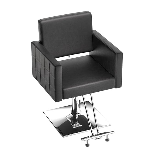 mefeir Black Barber Chair Hair Salon Chair with Heavy Duty Hydraulic Pump, Square Base, Stainless Steel Footrest,Styling Chair for Beauty Spa Hairdressing Braiding