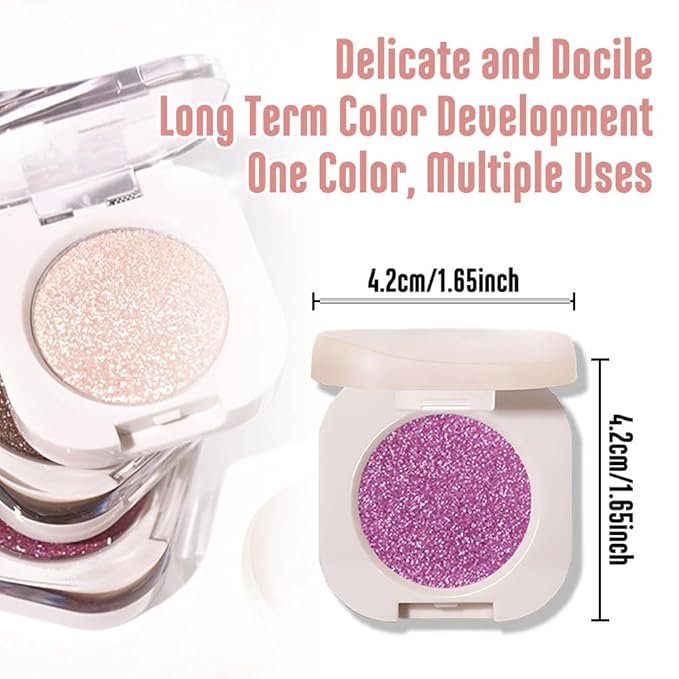 Single Purple Shimmer Sparkly Eyeshadow,Bright Intense Monochrome Eye Shadow,Apply Makeup Easily,Matte Pressed Powder Single Eyeshadow,24 Hour Eye Makeup Longwear Waterproof