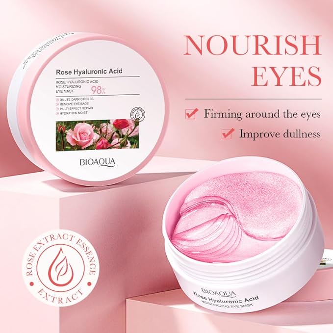 60PCS/30pairs Rose Hyaluronic Acid Moist Eye Mask Nourishing Eye Mask Hydrating Moisturizing Nourishing Eye Zone Eye Mask 80g