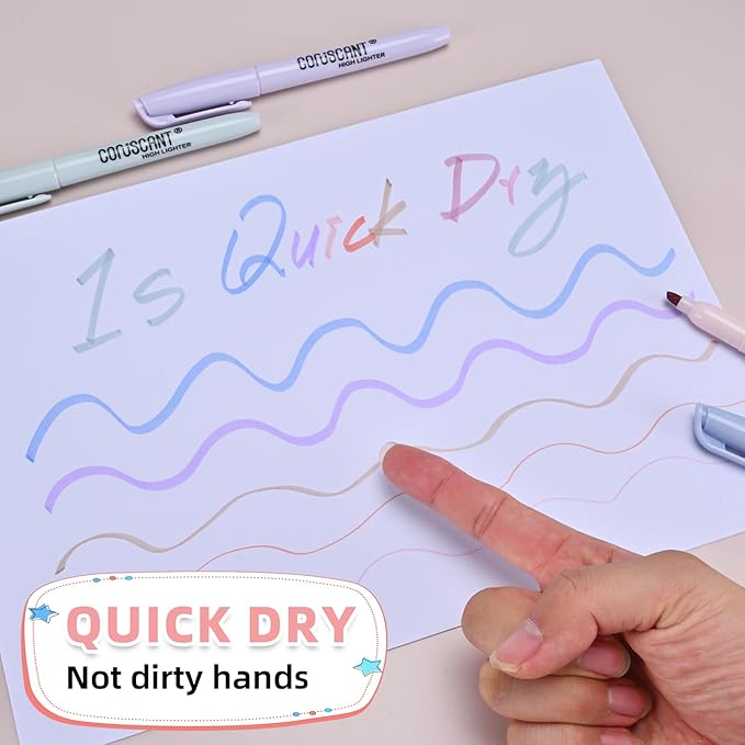 coruscant Pastel Highlighters Set, Assorted Colors Chisel Tip Cute Bible Highlighters, No Bleed Dry Quickly, for Journal Bible Study, Perfect for thin paper, School Office Supplies, 16 Pack