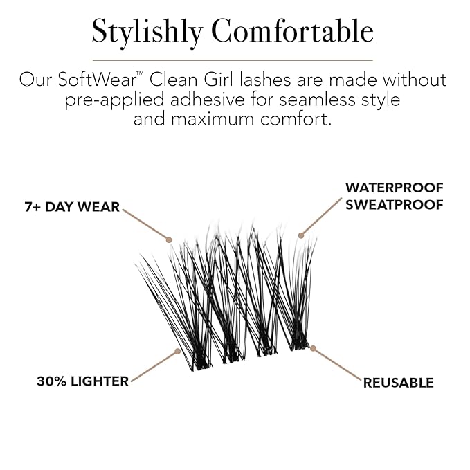 Pro Lash SoftWear Clean Girl Mini Lash Clusters Kit - Natural-Looking, Lightweight Lashes - 7-Day Cluster Eyelash Extensions Waterproof Lashes Clusters - Single Set - Original No. 35