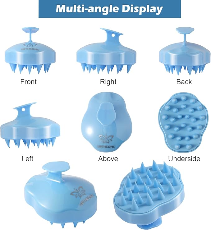 URTHEONE Hair Scalp Massager Shampoo Brush,Soft Silicone Hair Brush for Wet Dry Oily Curly Straight Thick Thin Rough Long Short Natural Men Women Kids Pets Hair Care Tools(Sky Blue)