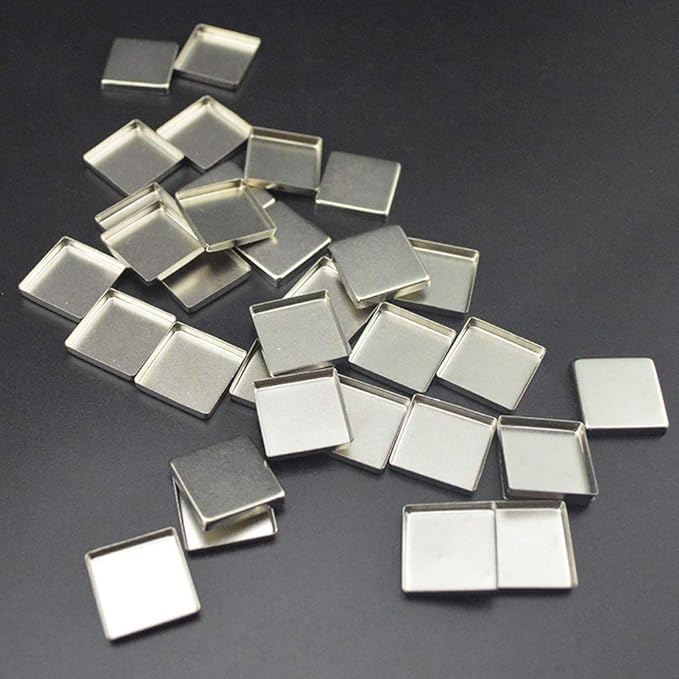30 Pieces Empty Square Metal Tin Palette Pans