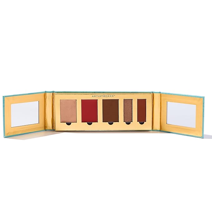 Amalfi Polish & Glowww Palette – 5-Piece Refillable Makeup Palette for Radiant Skin. Includes Highlighters, Blush, Contour & Eye Shadows - Blendable, Long-Lasting, Vegan & Cruelty-Free