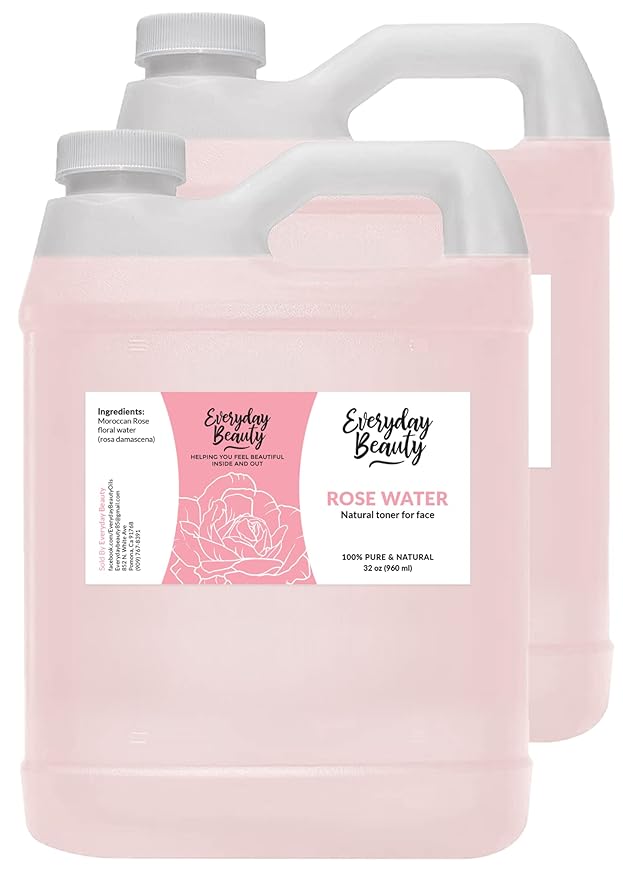 Rose Water Facial Toner Bulk - 64oz Alcohol-Free Vegan All Natural Refreshing Spray Mist for Face and Hair - Uplifts, Calming & Soothing for All Skin Types
