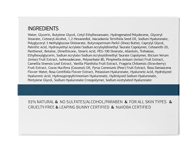 CLARA'S NEW YORK | Vegan Hyaluronic Acid Facial Cream | with Panthenol, Shea Butter | Intense Hydration Moisture Enhancing Smooth, Plump, Rich | Non-sticky, Fast-absorbing Formula | 50ml MADE IN US