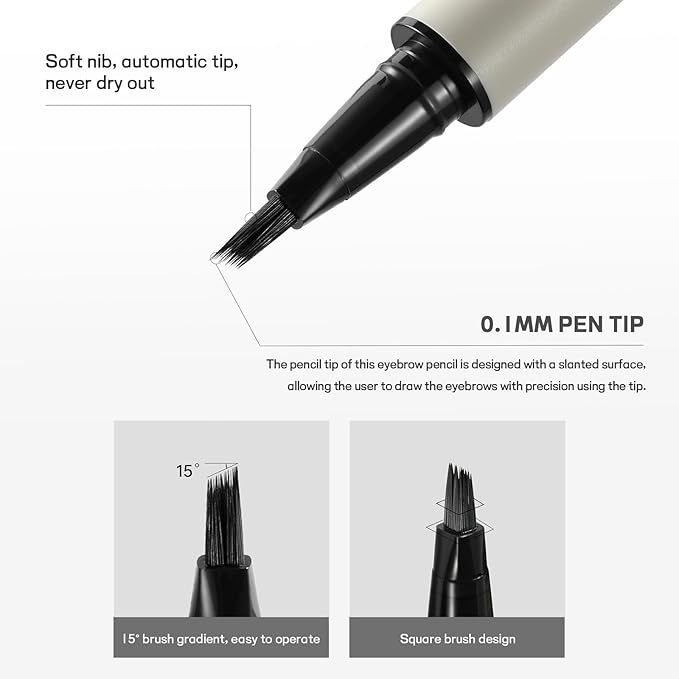 Microblading Eyebrow Pencil, Liquid Magical Multi-Tip Eyebrow Pencils for Women, Waterproof Eyebrow Pen for Natural Brow, Long Lasting Eyebrow Dye with Hair Like Strokes Brows Makeup Pen