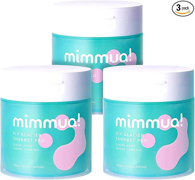 Ice Sorbet Toner Pads | Skin Prep Wipes for Puffiness, Under Eye Bags & Instant Face Lift | Gel Pads for Sunburn Relief & After Sun with 30% Glacial Water & Caffeine | Pack of 3 (180 Count)