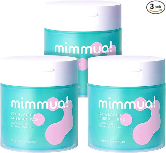 Ice Sorbet Toner Pads | Skin Prep Wipes for Puffiness, Under Eye Bags & Instant Face Lift | Gel Pads for Sunburn Relief & After Sun with 30% Glacial Water & Caffeine | Pack of 3 (180 Count)