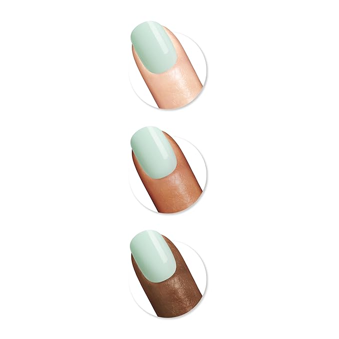 Sally Hansen Salon Effects Perfect Press-On Nails | Sq-oval Shape | Easy to Apply, Non-Damaging| 30 Nails, Nail Glue, Adhesive Tabs, File | In Amaze-Mint
