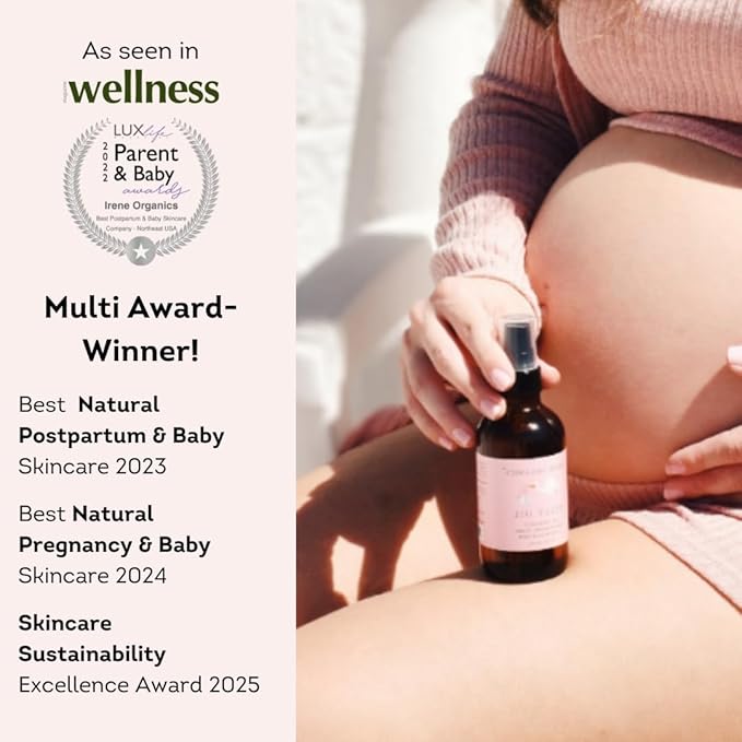 Irene Organics Organic Belly Oil for Pregnancy Stretch Mark Prevention and Treatment Award Winning Anti Stretch Mark Tummy Oil For Pregnancy and Postpartum - Hydrating Bump Serum